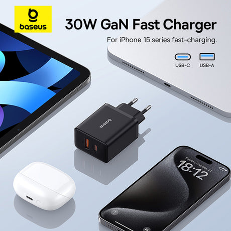 Incarcator Baseus (P10111404113-00), USB, Type-C, Fast Charge 30W, Cluster Black