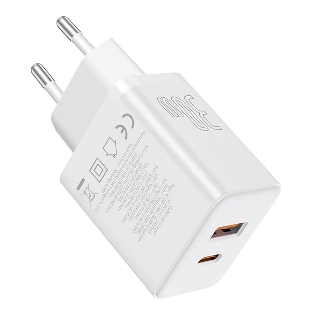 Incarcator Baseus (P10111404213-00), USB, Type-C, Fast Charge 30W, Moon White