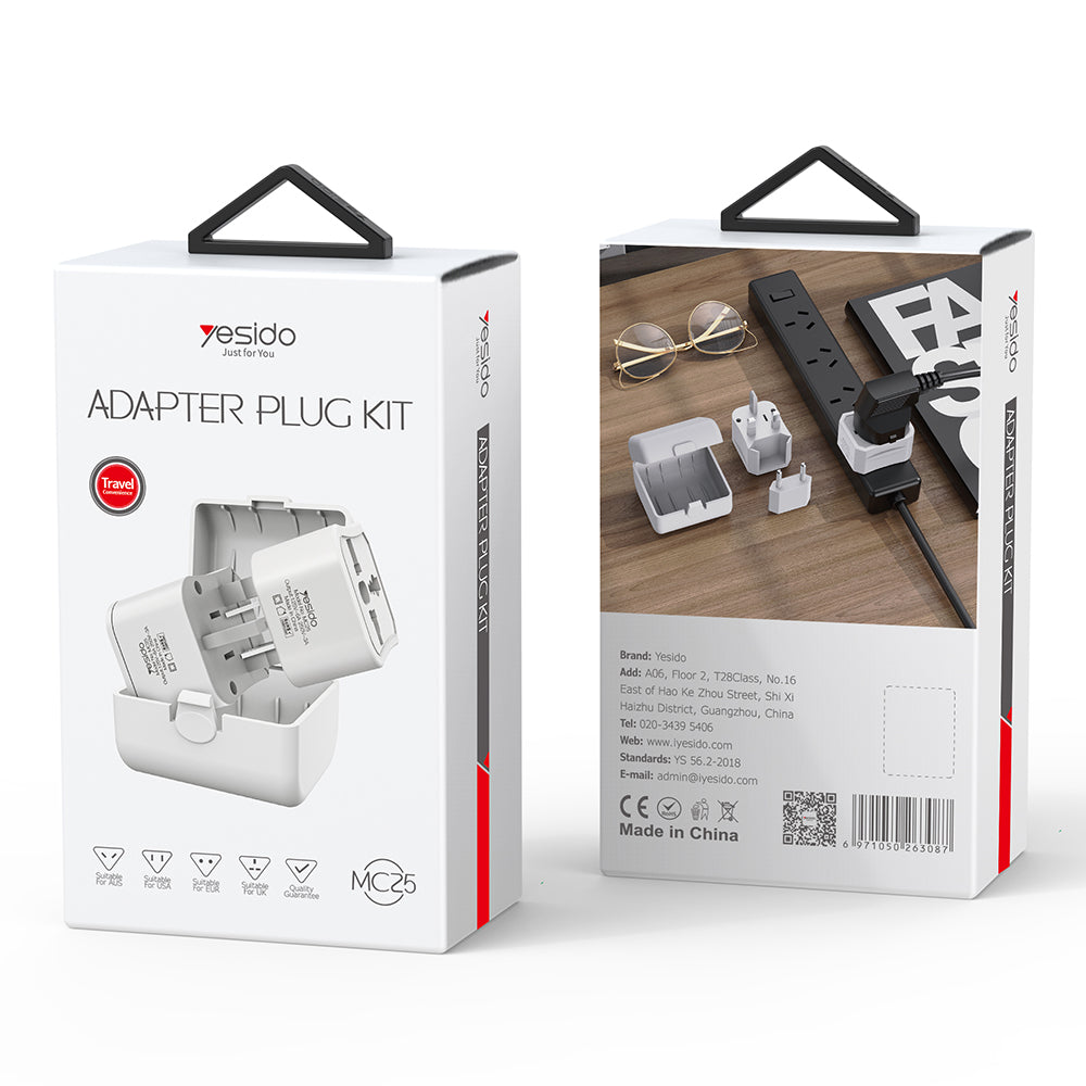Adaptor Yesido Universal (MC25), AC CN/US/EU/UK, 750W, Alb
