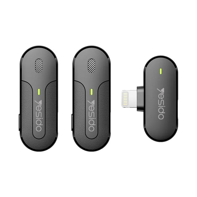Casti Yesido Lavalier Microphone 2in1 (KR16), Lightning, 70mAh, Wireless, 2.4GHz, Negru