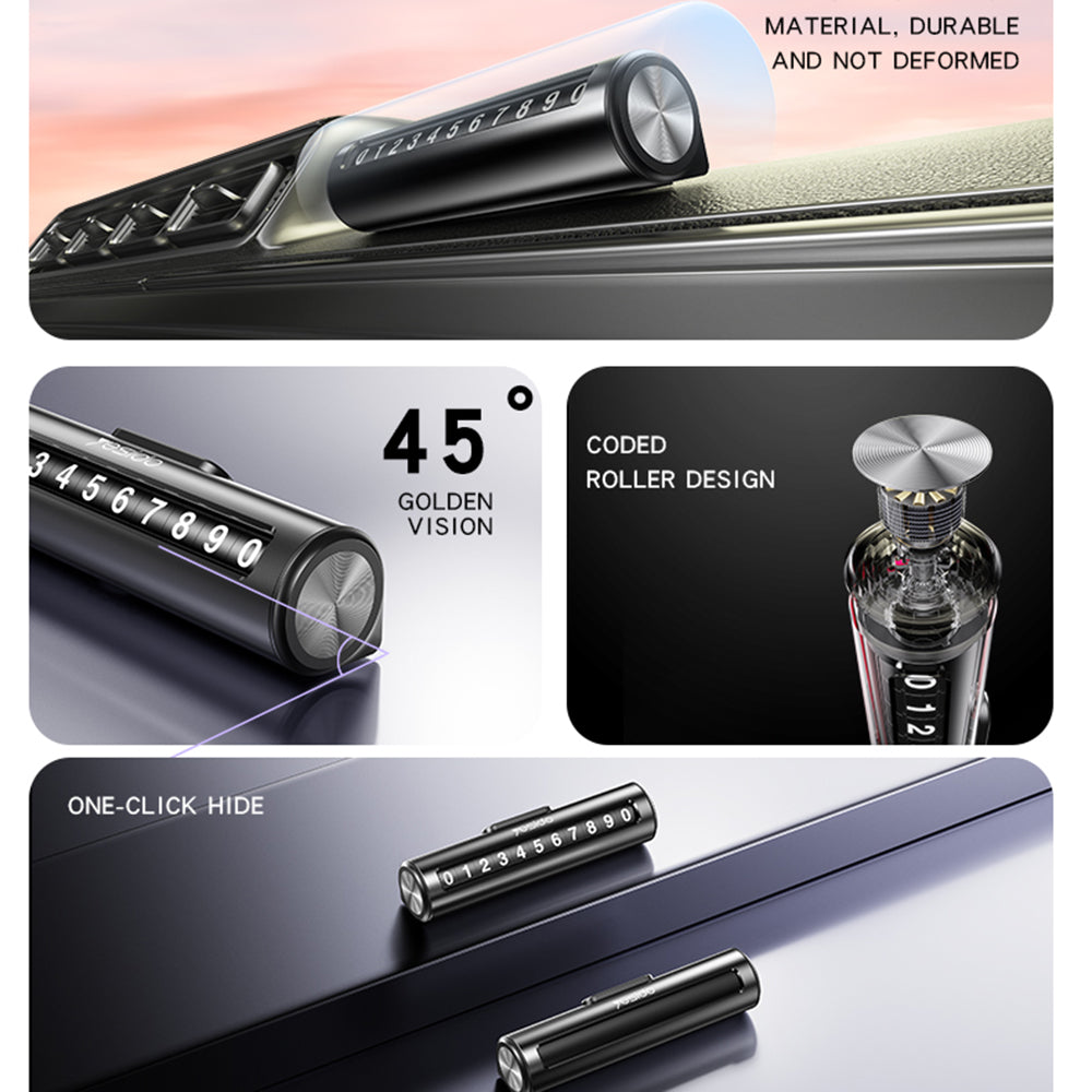 Gadget Yesido Parking Number (C202), for Dashboard, Small Size, Number Hiding, Weather-Resistant, Removable Adhesive, Negru
