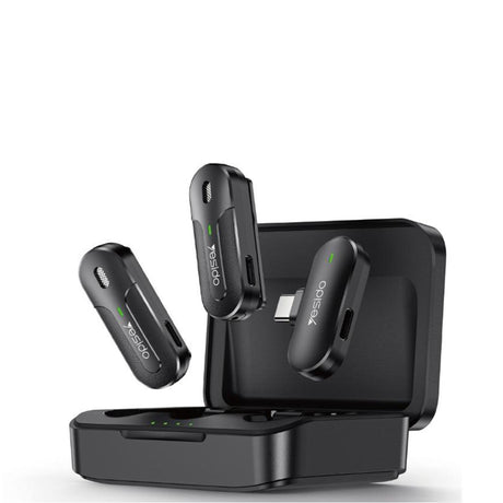 Casti Yesido Lavalier Microphone 2in1 (KR17), Type-C, 70mAh, Wireless, 2.4GHz, Negru