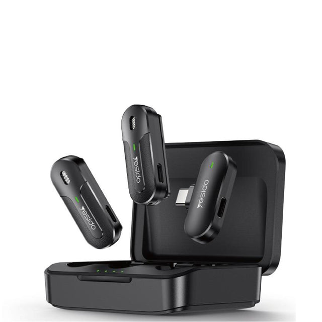Casti Yesido Lavalier Microphone 2in1 (KR17), Type-C, 70mAh, Wireless, 2.4GHz, Negru