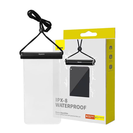 Baseus Waterproof Case (P60263701113-00), IPX8, with Cylindrical Slide Lock, for Phone 7.2", Negru