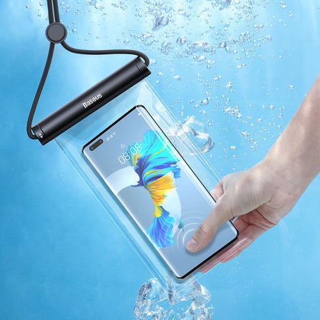 Baseus Waterproof Case (P60263701113-00), IPX8, with Cylindrical Slide Lock, for Phone 7.2", Negru