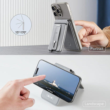 Suport ESR HaloLock Findmy Wallet, Artificial Leather Wallet Stand, Titanium Natural
