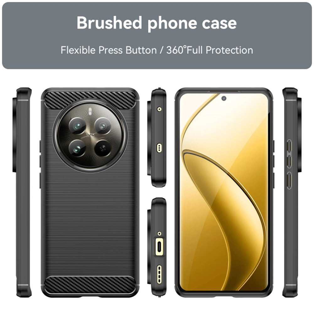 Husa de protectie Techsuit Carbon Silicone compatibil cu Realme 12 Pro / 12 Pro+, Negru