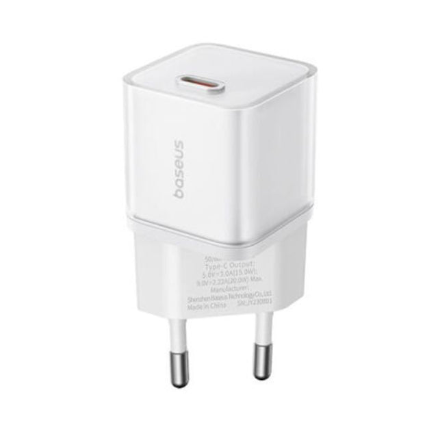 Incarcator Baseus (P10162503213-00), GaN5S, Type-C, 20W, Alb