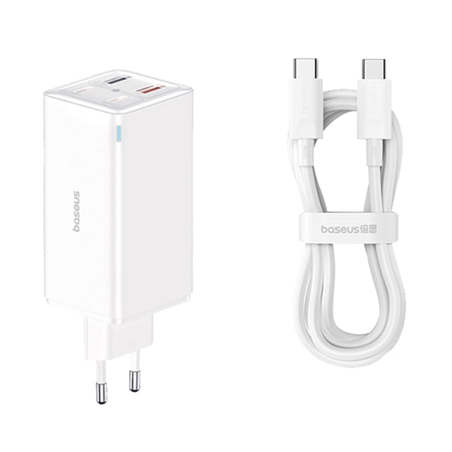 Incarcator Baseus GaN6 Pro (P10162705212-00), Type-C Cable Included, 2x USB, 2x Type-C, 100W, 100W, 20V, 5A, 1m, Alb