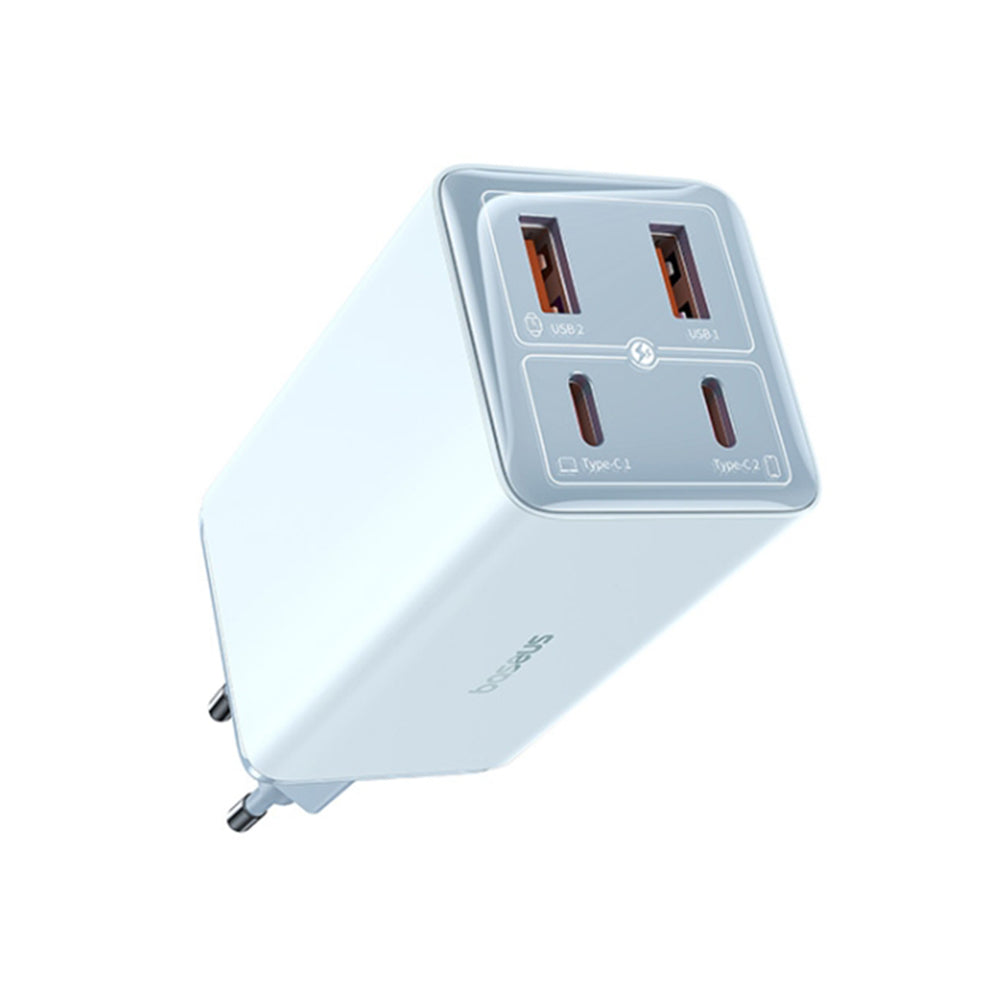 Incarcator Baseus GaN6 Pro (P10162705312-00), Type-C Cable Included, 2x USB, 2x Type-C, 100W, 100W, 20V, 5A, 1m, Albastru