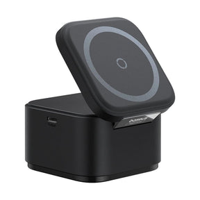 Incarcator Baseus Charging Station (P10264100123-00), Cube Shape, MagSafe, Qi, Type-C, 25W, Negru