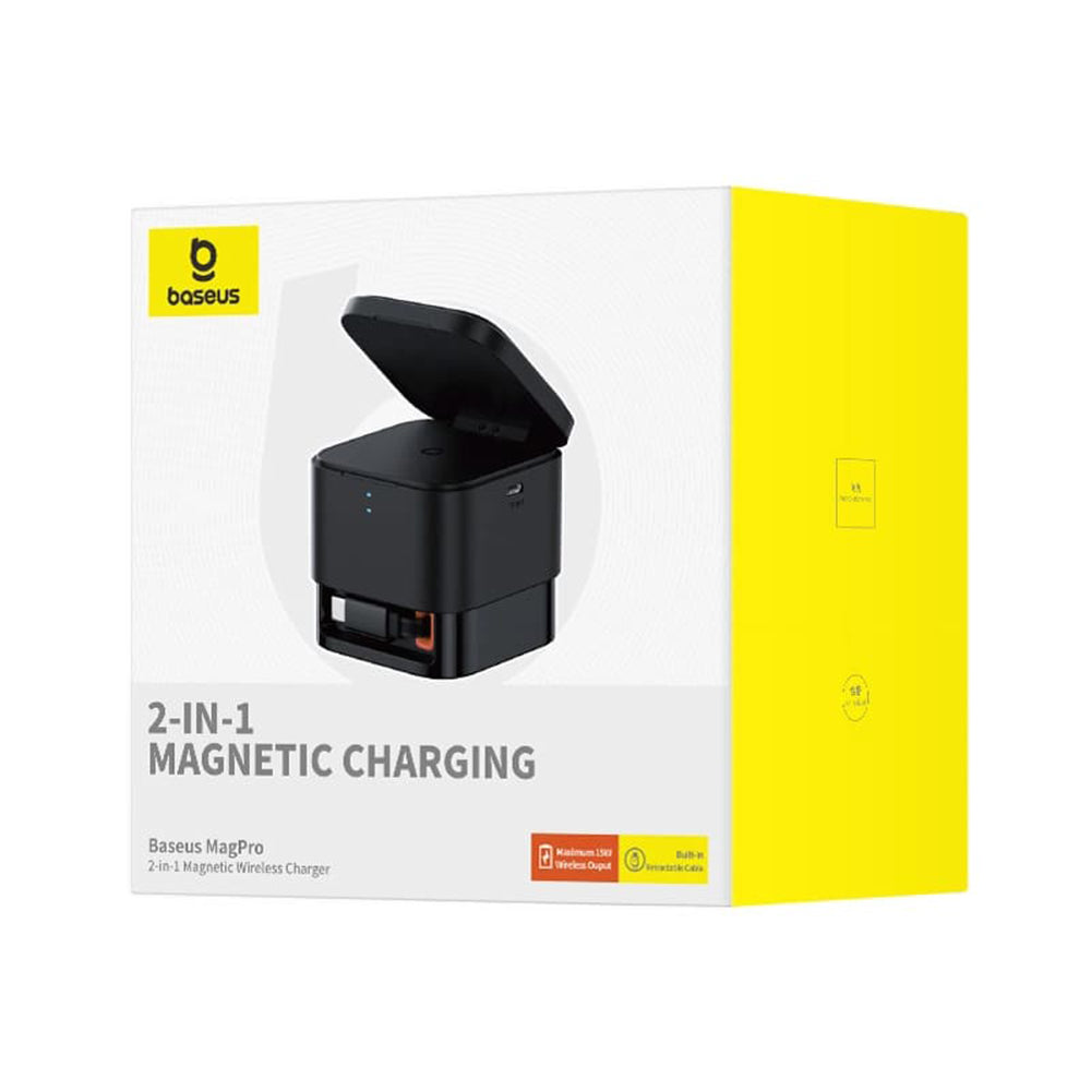 Incarcator Baseus Charging Station (P10264100123-00), Cube Shape, MagSafe, Qi, Type-C, 25W, Negru