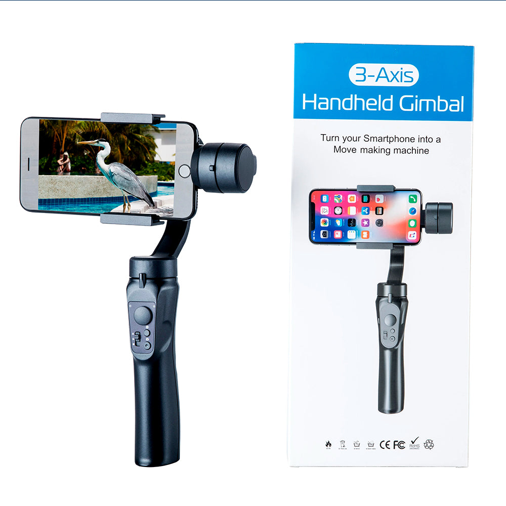 Suport Techsuit Phone Gimbal (H4), with 3 Axis Handheld, Joystick, Micro-USB, 6.1inch Max, Aluminum Alloy, 2200mAh, Negru