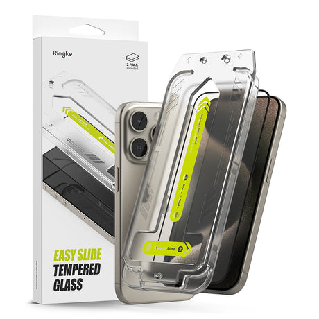 Folie de protectie Ringke Easy Slide Tempered Glass (set de 2) compatibil cu iPhone 15 Pro, Transparent
