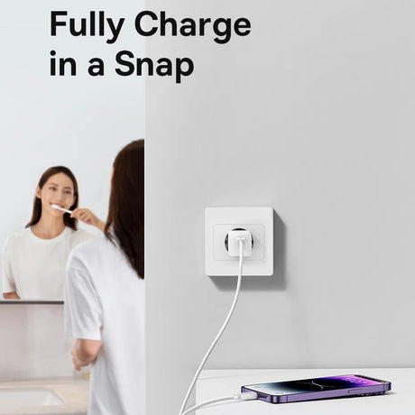 Incarcator Baseus (P10110902523-00), Type-C Cable Included, GaN, Type-C, Fast Charging, 30W, 1m, Bleumarin Purple