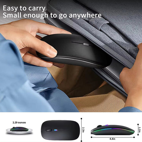 Tastatura/Mouse Techsuit Wireless Mouse GameFlow (M1), for Gaming, LED RGB, Silent, Bluetooth 5.2, 2.4G, 1600 DPI with USB-C Charging Cable, Negru