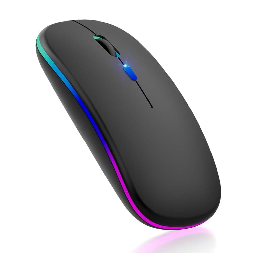 Tastatura/Mouse Techsuit Wireless Mouse GameFlow (M1), for Gaming, LED RGB, Silent, Bluetooth 5.2, 2.4G, 1600 DPI with USB-C Charging Cable, Negru