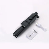 Suport Techsuit Mini Selfie Stick (S03-S), Stable & Compact Tripod Mount, Bluetooth Remote Control, LED Light, 67cm, Negru