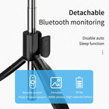 Suport Techsuit Selfie Stick (S01-S), Compact Tripod Mount with Bluetooth Remote Control, LED Fill Light, Foldable, 70cm, Negru