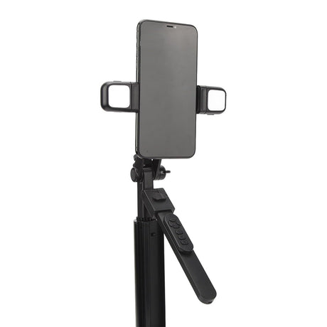 Suport Techsuit Selfie Stick (K30S), Compact Tripod Mount, Bluetooth Remote Control, Double LED Light, Foldable, 167cm, Negru