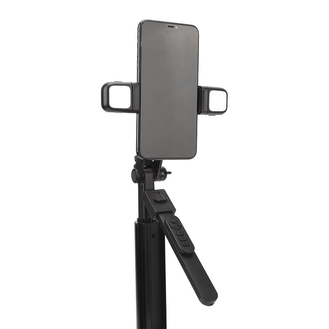 Suport Techsuit Selfie Stick (K30S), Compact Tripod Mount, Bluetooth Remote Control, Double LED Light, Foldable, 167cm, Negru