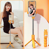 Suport Techsuit Mini Selfie Stick (KT01), Compact Tripod Mount with Detachable Remote Control, 70cm, Portocaliu