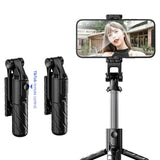 Suport Techsuit Mini Selfie Stick (K03), Compact Tripod Mount with Bluetooth Remote Control, Foldable, 70cm, Negru