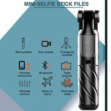 Suport Techsuit Mini Selfie Stick (K03), Compact Tripod Mount with Bluetooth Remote Control, Foldable, 70cm, Negru