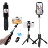 Suport Techsuit Selfie Stick (K06), Stable Tripod with Bluetooth Remote Control, Foldable, 360 Rotation, 70cm, Negru