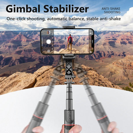 Suport Techsuit Selfie Stick (L19), Stable Monopod/Tripod with Bluetooth Remote Control, 400mAh, 70cm, Negru