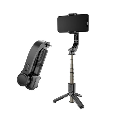 Suport Techsuit Mini Selfie Stick (L08Mini), Stable Gimbal/Tripod with Removable Wireless Remote, 360 Rotation Head, 70cm, Negru