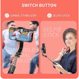 Suport Techsuit Mini Selfie Stick (L08Mini), Stable Gimbal/Tripod with Removable Wireless Remote, 360 Rotation Head, 70cm, Negru