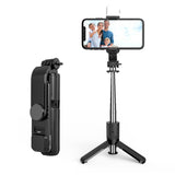 Suport Techsuit Mini Selfie Stick (L11s), Stable Tripod with Bluetooth Remote Control and LED Light, 75cm, Negru