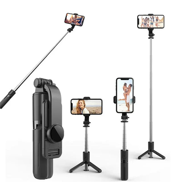Suport Techsuit Mini Selfie Stick (L11), Stable Tripod with Bluetooth Self Timer, 360 Rotation, 73cm, Negru
