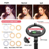 Suport Techsuit Selfie Stick (L07), Stable Tripod with Bluetooth Remote Control and Beauty Ring Light, 90cm, Negru