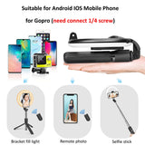 Suport Techsuit Selfie Stick (L07), Stable Tripod with Bluetooth Remote Control and Beauty Ring Light, 90cm, Negru