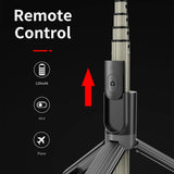 Suport Techsuit Selfie Stick (L07), Stable Tripod with Bluetooth Remote Control and Beauty Ring Light, 90cm, Negru
