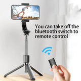 Suport Techsuit Selfie Stick (L08), Stable Gimbal/Tripod with Bluetooth Remote Control, 360 Rotation, 86cm, Negru