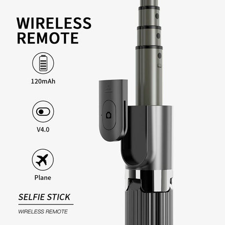 Suport Techsuit Selfie Stick (L08), Stable Gimbal/Tripod with Bluetooth Remote Control, 360 Rotation, 86cm, Negru