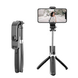 Suport Techsuit Selfie Stick (L02), Stable Tripod with Bluetooth Remote Control, GoPro Compatible, 360 Rotation, 100cm, Negru