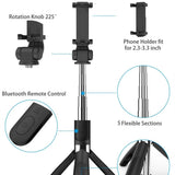 Suport Techsuit Selfie Stick (L01), Tripod Stable Mount with Extendable Arm, Bluetooth Remote Control, 70cm, Negru