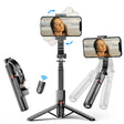 Suport Techsuit Selfie Stick (L19s), Stable Gimbal/Tripod with Bluetooth Remote Control, Fill Light, 360 Rotation, 70cm, Negru
