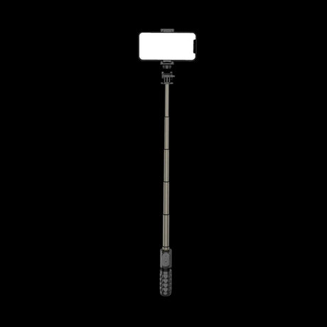 Suport Techsuit Mini Selfie Stick (Q10), Stable Gimbal/Tripod with Bluetooth Remote Control, Fill Light, 360 Rotation, 68cm, Negru