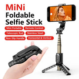 Suport Techsuit Mini Selfie Stick (Q10), Stable Gimbal/Tripod with Bluetooth Remote Control, Fill Light, 360 Rotation, 68cm, Negru