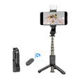 Suport Techsuit Mini Selfie Stick (Q10s), Stable Tripod with Bluetooth Remote Control, Fill Light, 360 Rotation, 70cm, Negru