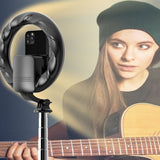 Suport Techsuit Selfie Stick (Q05s), Stable Tripod with Bluetooth Remote Control and Ring Light, Stainless Steel, 170cm, Negru