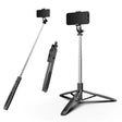 Suport Techsuit Selfie Stick (Q05), Stable Tripod with Bluetooth Remote Control, 360 Rotation, Stainless Steel, 158cm, Negru