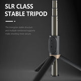 Suport Techsuit Selfie Stick (Q03s), Stable Tripod with Bluetooth Remote Control and Fill Light, Aluminium Alloy, 76cm, Negru