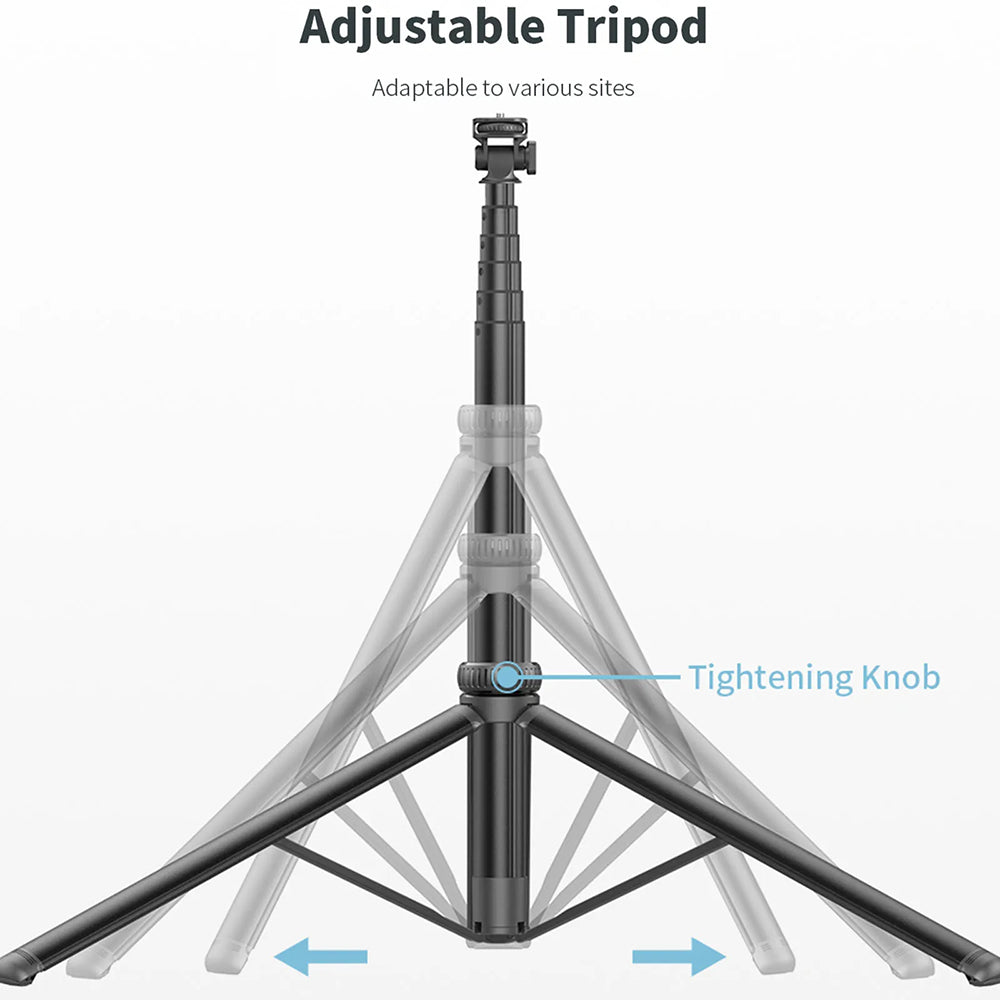 Suport Techsuit Selfie Stick (C05), Large Ajustable Tripod with Bluetooth Remote Control, 360, Aluminium Alloy, 205cm, Negru