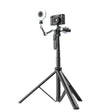 Suport Techsuit Selfie Stick (C05), Large Ajustable Tripod with Bluetooth Remote Control, 360, Aluminium Alloy, 205cm, Negru